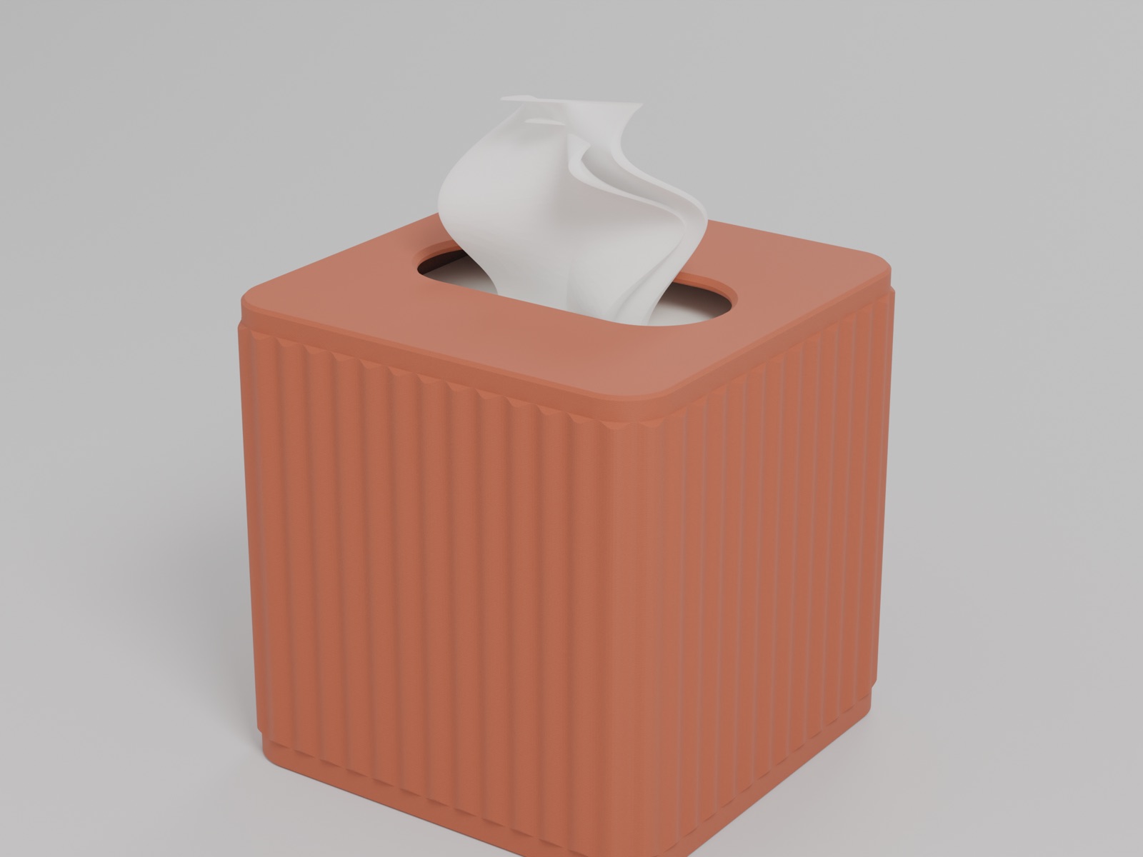 Cube tissue box cover, reed texture