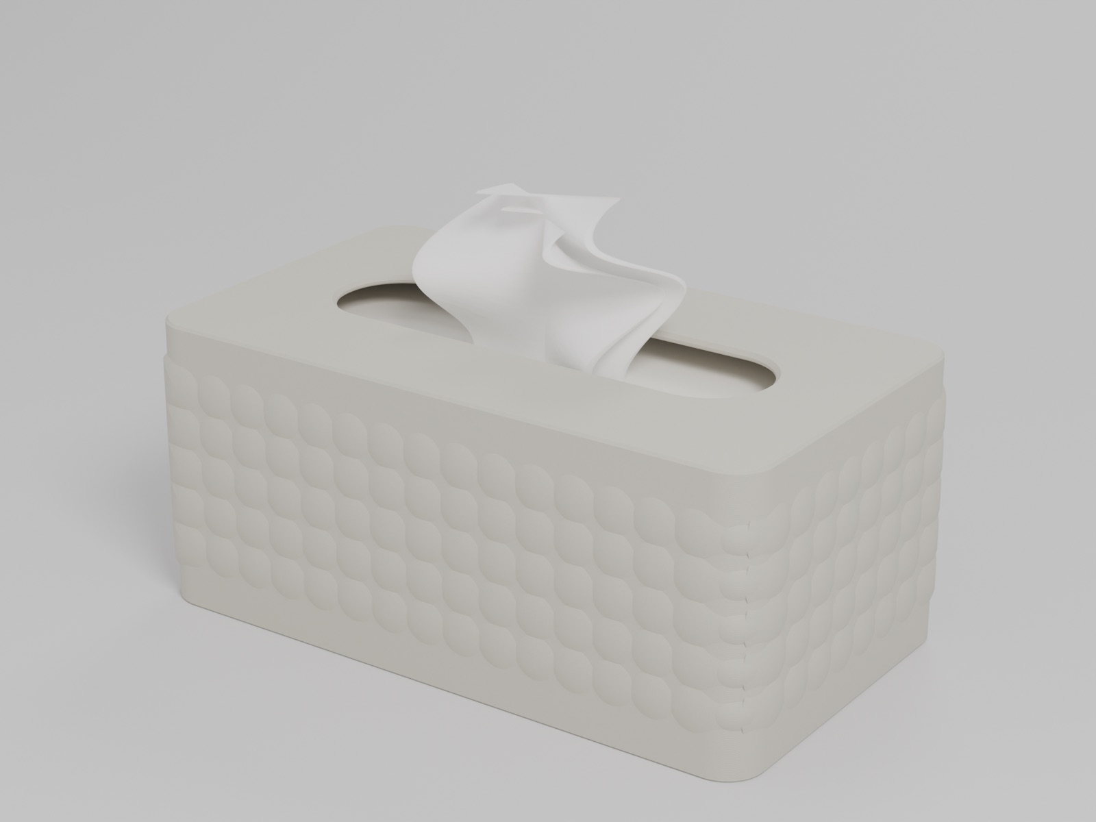 Wide tissue box cover, scallop texture