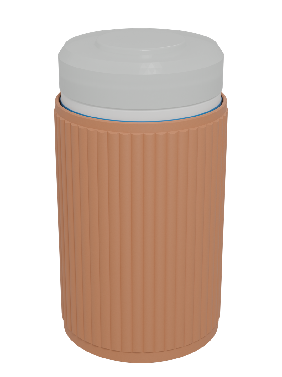 Reed wipes canister cover with a canister in it