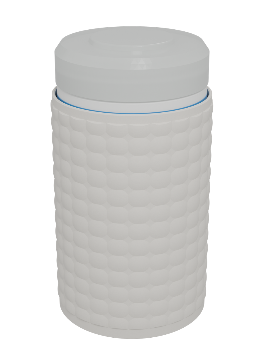 Scallop wipes canister cover with a canister in it